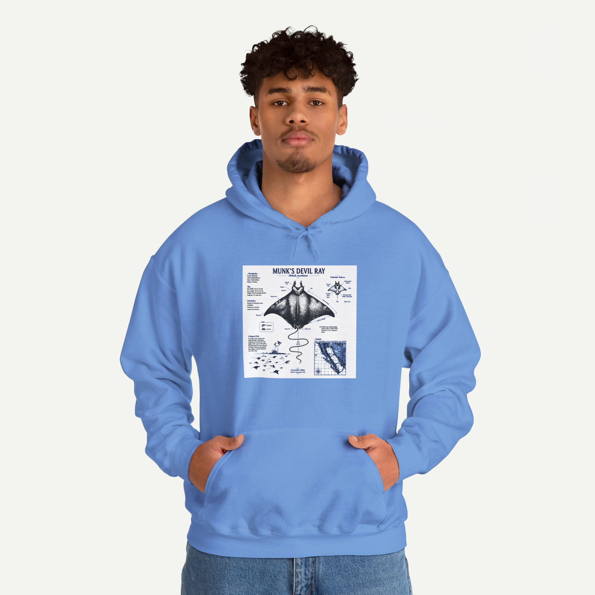 Manta Ray Anatomy Hoodie — Marine Life Graphic Pullover