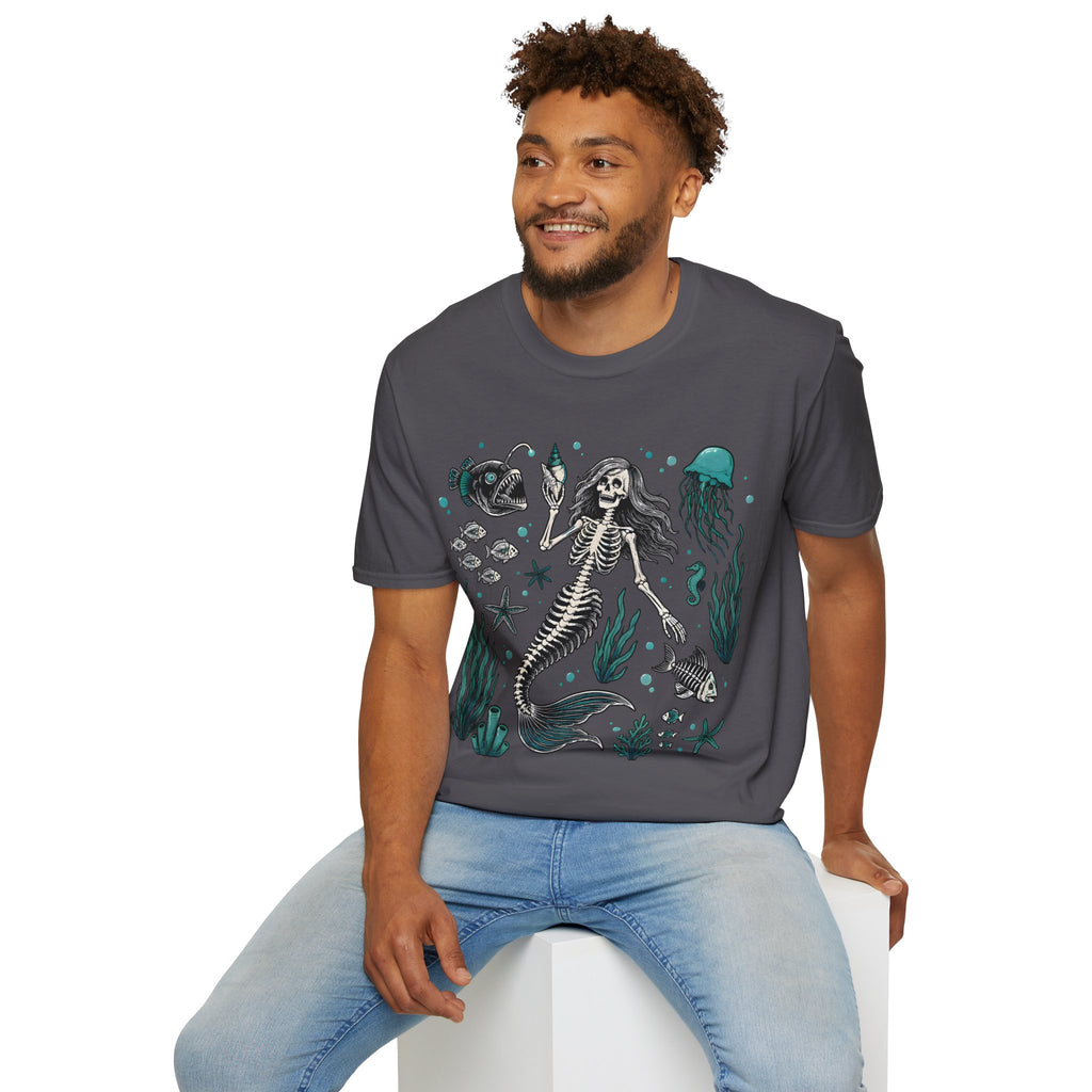 Mermaid Skeleton Tee — Gothic Sea Creature Graphic T-Shirt