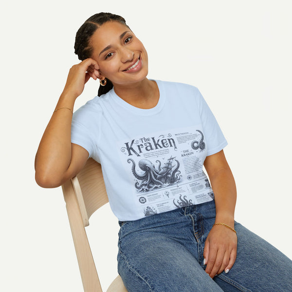 Kraken Vintage Diagram T-Shirt — Nautical Octopus Illustration Tee