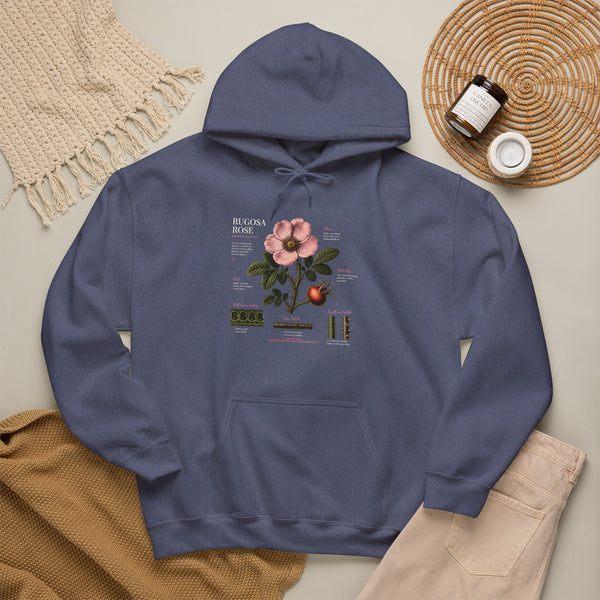 Vintage Botanical Hoodie — Rose Diagram Print