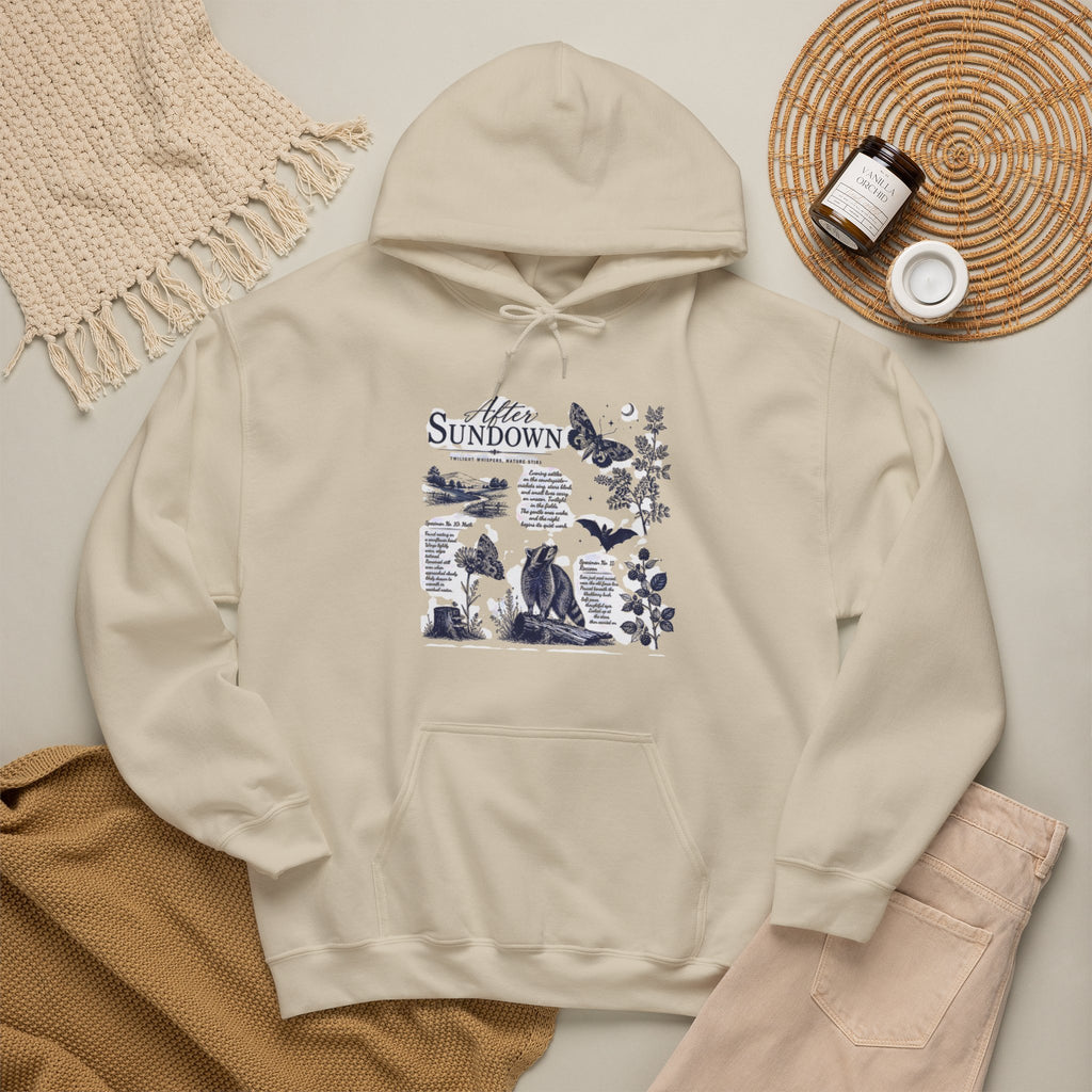 Sunset Foxes Hoodie — "After Sundown" Nature Graphic Pullover