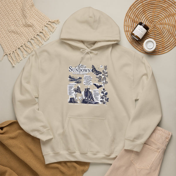 Sunset Foxes Hoodie — "After Sundown" Nature Graphic Pullover