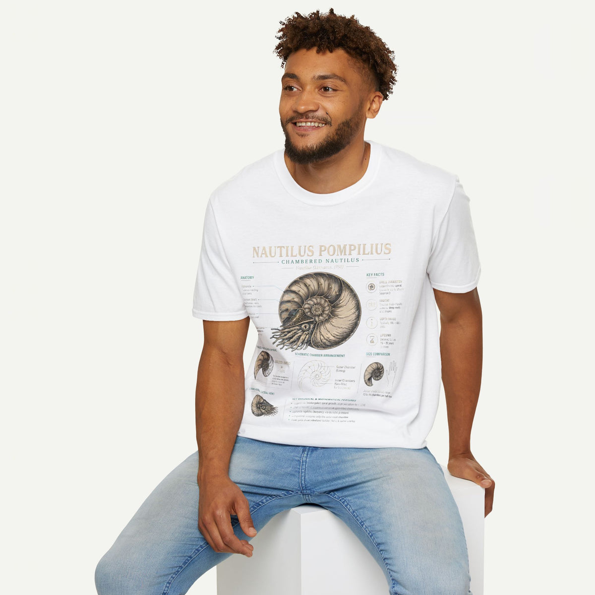 Nautilus Pompilus Shell Anatomy T-Shirt — Vintage Scientific Illustration Tee