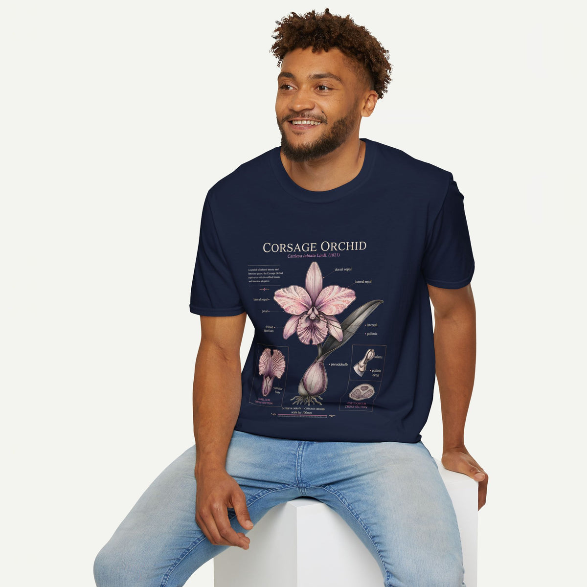 Corsage Orchid T-Shirt — Botanical Floral Diagram Tee