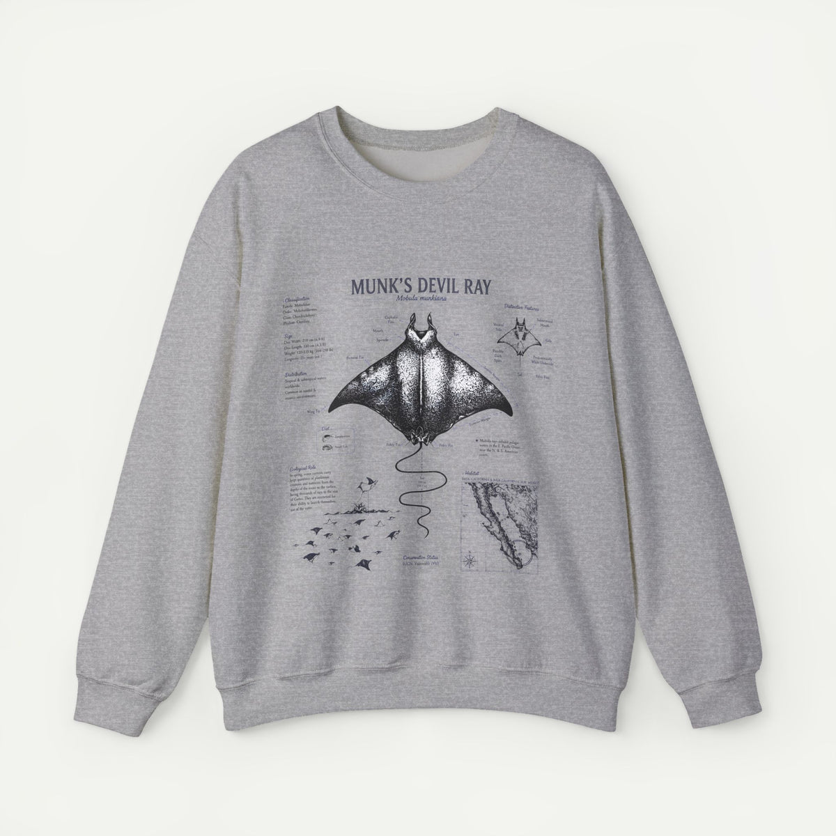 Munk’s Devil Ray Anatomy Sweatshirt — Vintage Marine Biology Graphic Crewneck