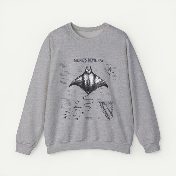 Munk’s Devil Ray Anatomy Sweatshirt — Vintage Marine Biology Graphic Crewneck