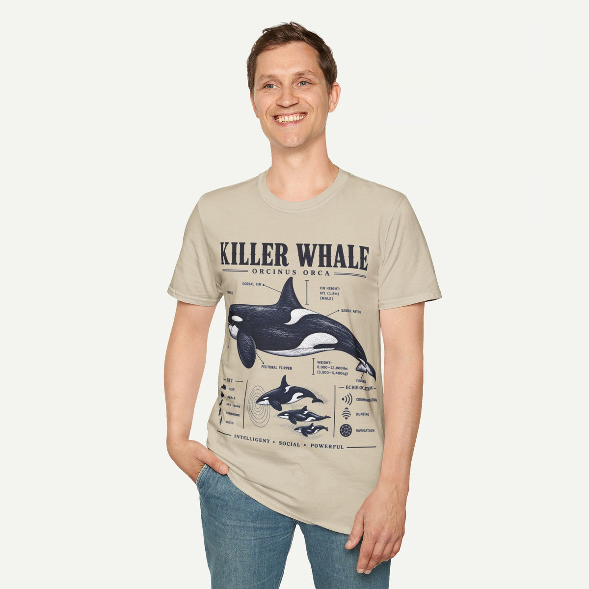 Killer Whale Diagram T-Shirt — Orcinus Orca Marine Life Graphic Tee