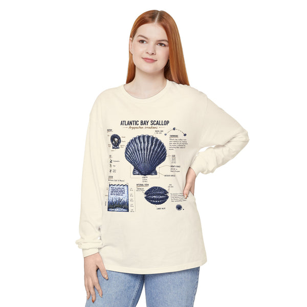 Atlantic Bay Scallop Shell Long Sleeve Tee - Scientific Shell Diagram