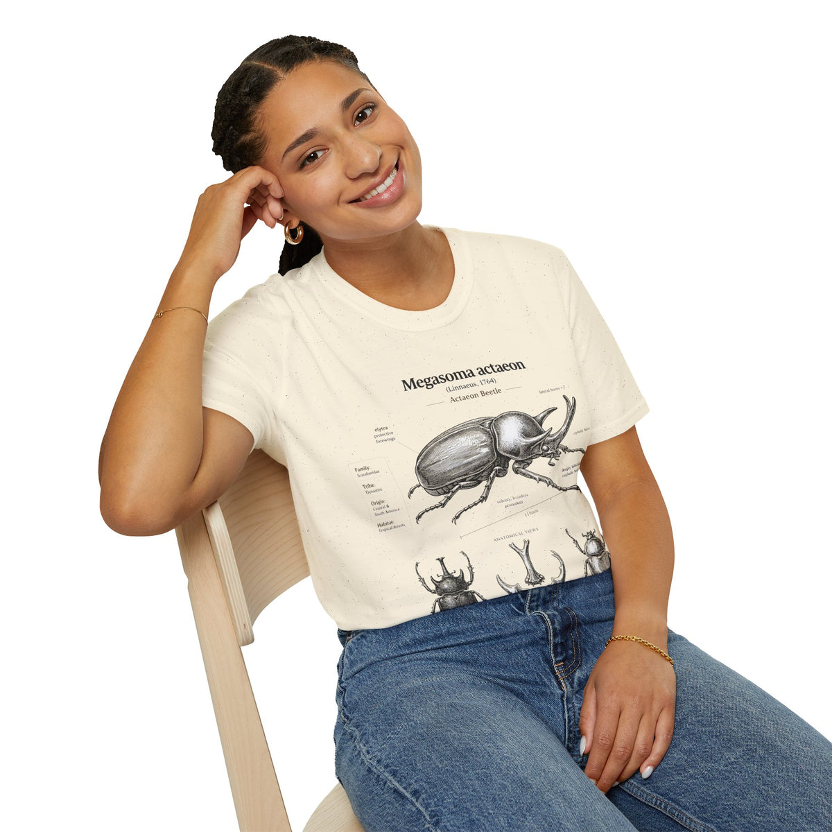Beetle Anatomy T-Shirt — Megasoma actaeon Scientific Illustration Tee