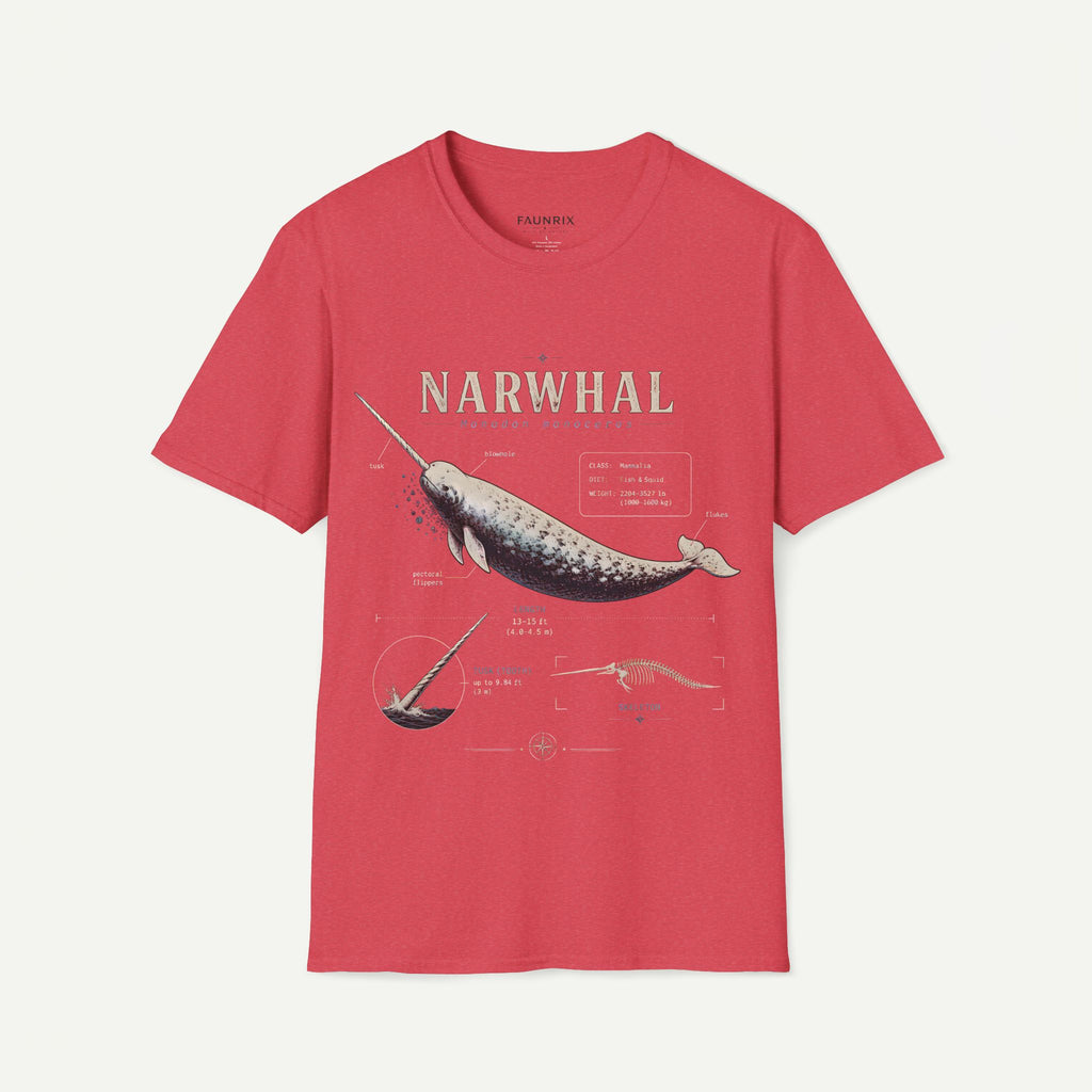 Narwhal Anatomy Diagram T-Shirt — Vintage Marine Mammal Graphic Tee