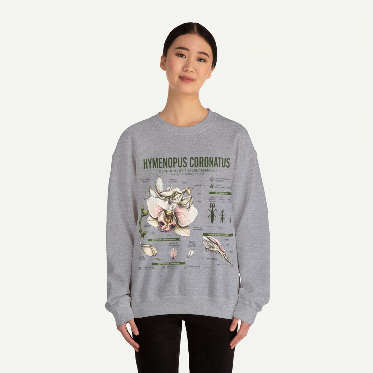 Botanical Anatomy Sweatshirt — Hymenopus Coronatus Illustration