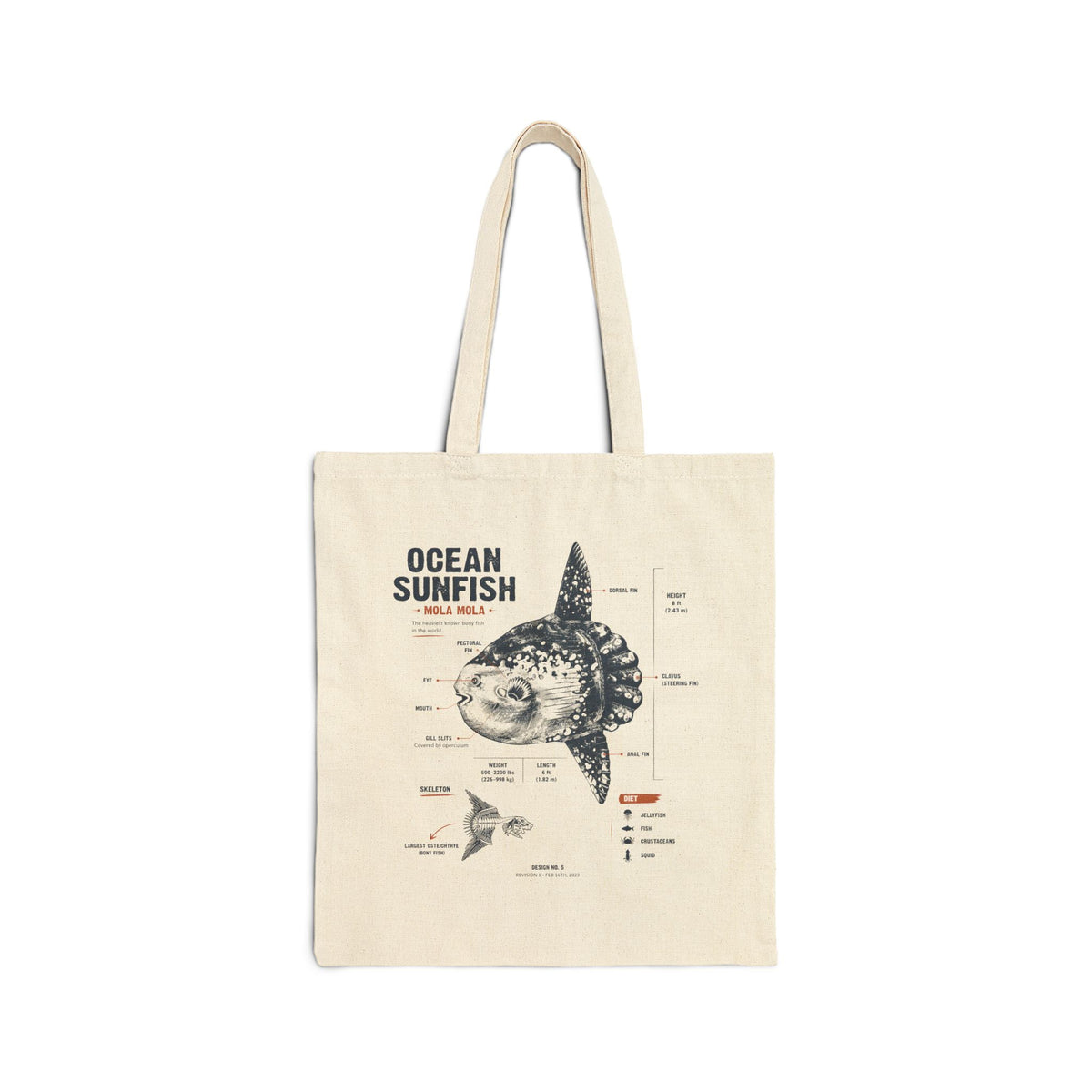 Ocean Sunfish Anatomy Tote Bag – Marine Biology Canvas Shopper