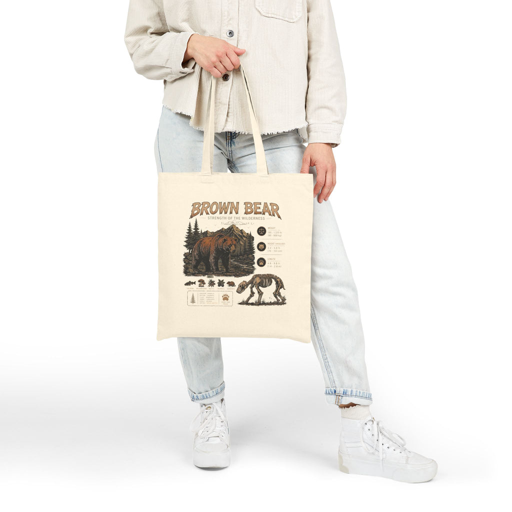 Brown Bear Nature Anatomy Tote Bag — Wildlife Illustration Eco Shopper