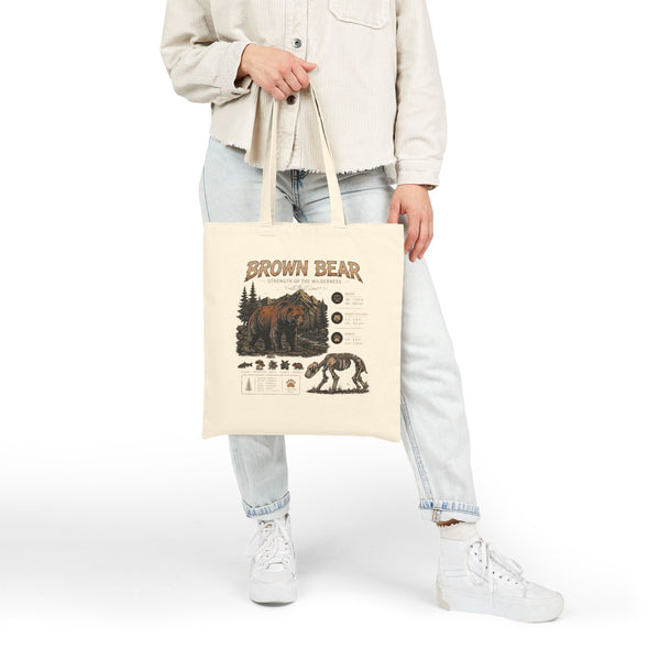 Brown Bear Nature Anatomy Tote Bag — Wildlife Illustration Eco Shopper