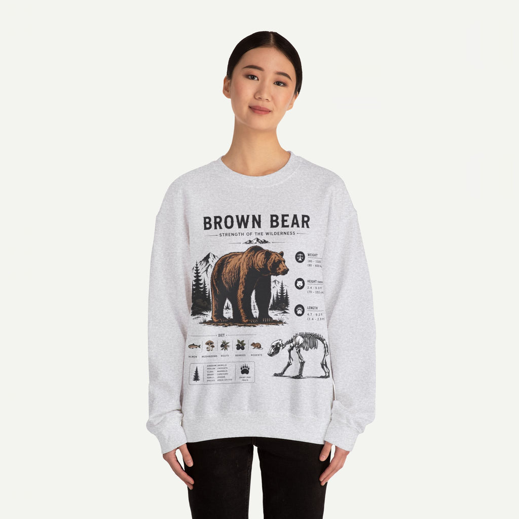 Brown Bear Anatomy Sweatshirt — Wildlife Illustration Graphic Sweatshirt