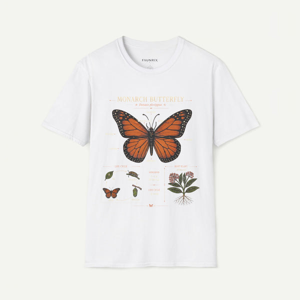 Monarch Butterfly Anatomy T-Shirt — Vintage Nature Illustration Tee