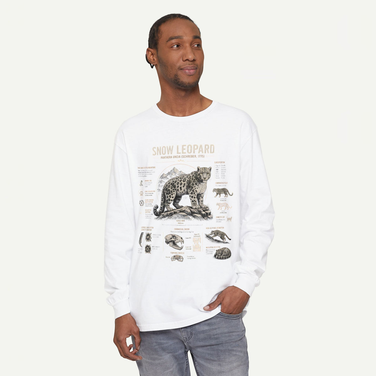 Snow Leopard Anatomy Long Sleeve Tee