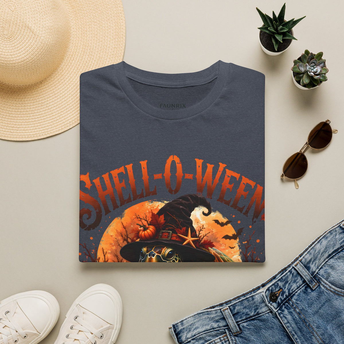 Shell-O-Ween T-Shirt — Spooky Pumpkin Witch Halloween Tee