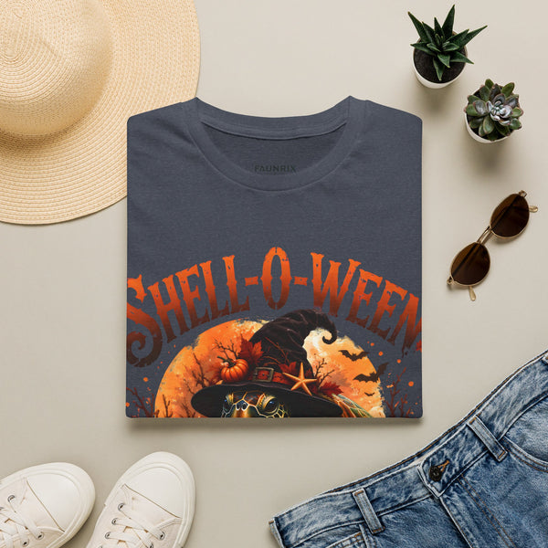 Shell-O-Ween T-Shirt — Spooky Pumpkin Witch Halloween Tee