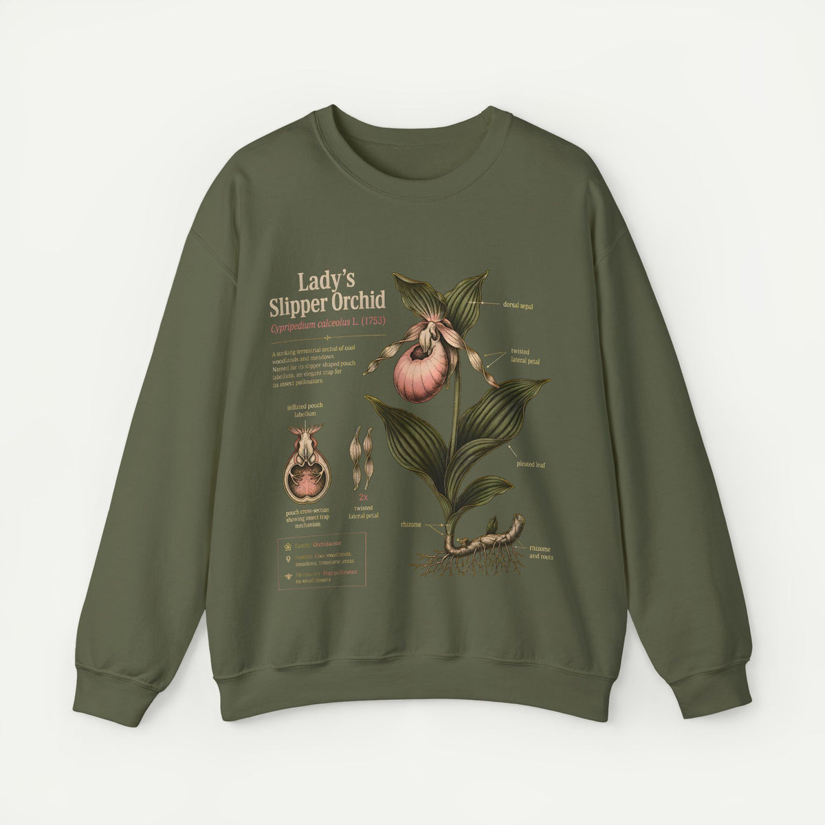 Lady's Slipper Orchid Botanical Sweatshirt