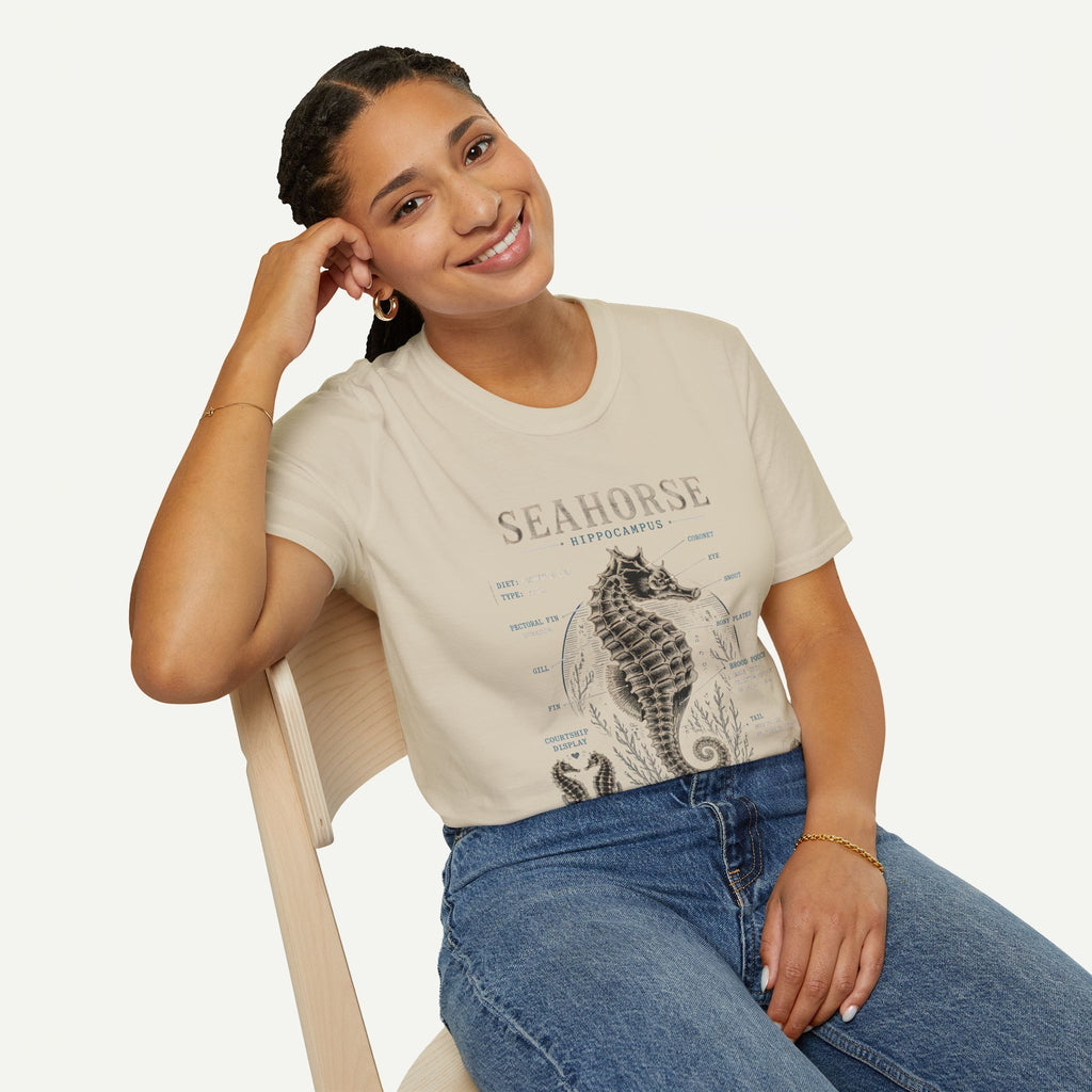 Seahorse Anatomy Tee — Vintage Marine Biology T-Shirt