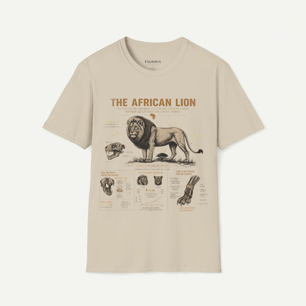 African Lion Anatomy T-Shirt — Vintage Wildlife Illustration Tee