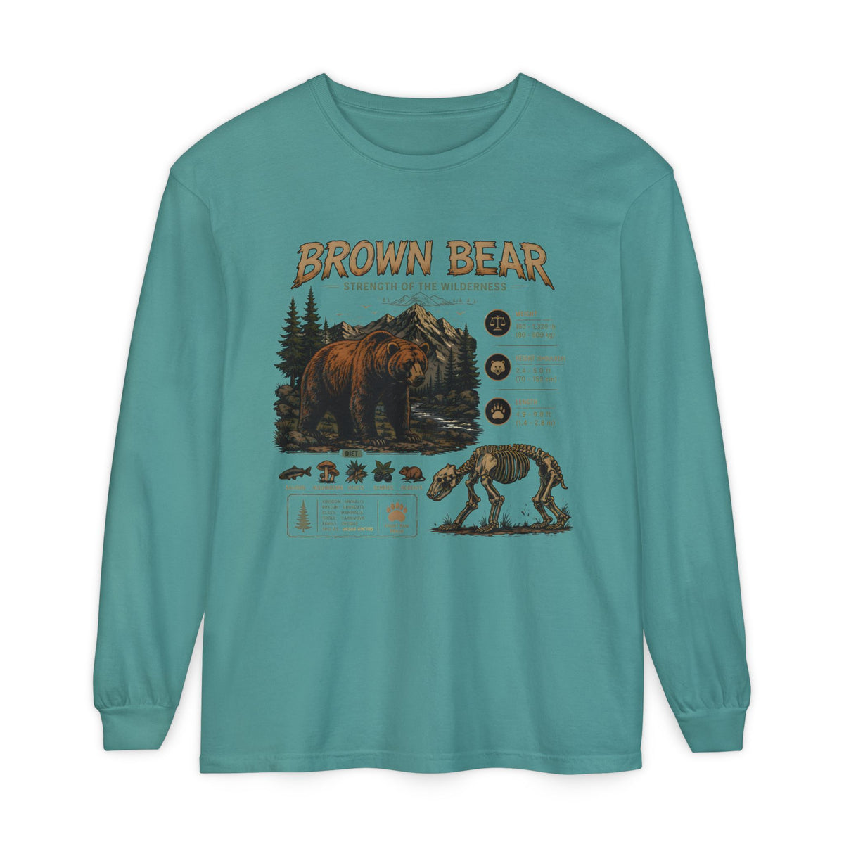 Brown Bear Wildlife Graphic Long Sleeve Tee