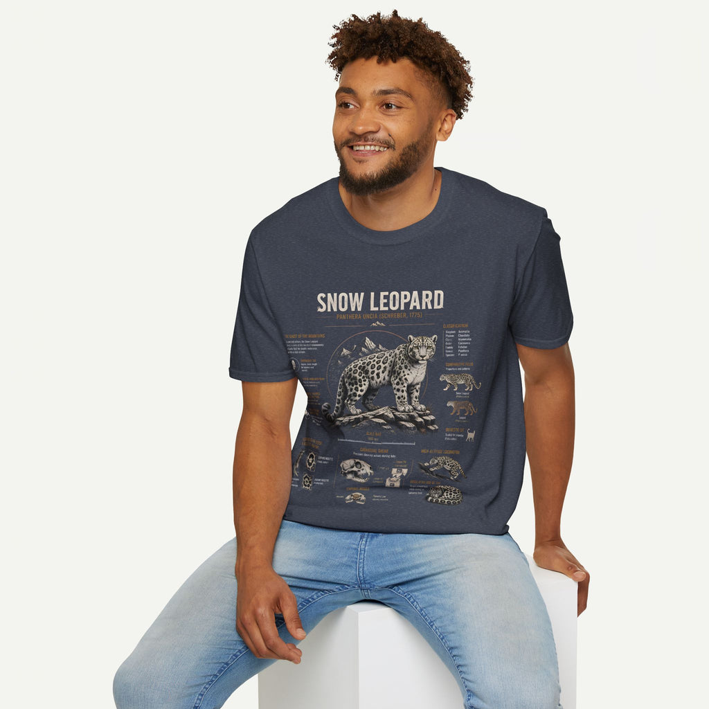 Snow Leopard Anatomy T-Shirt — Vintage Wildlife Illustration Tee