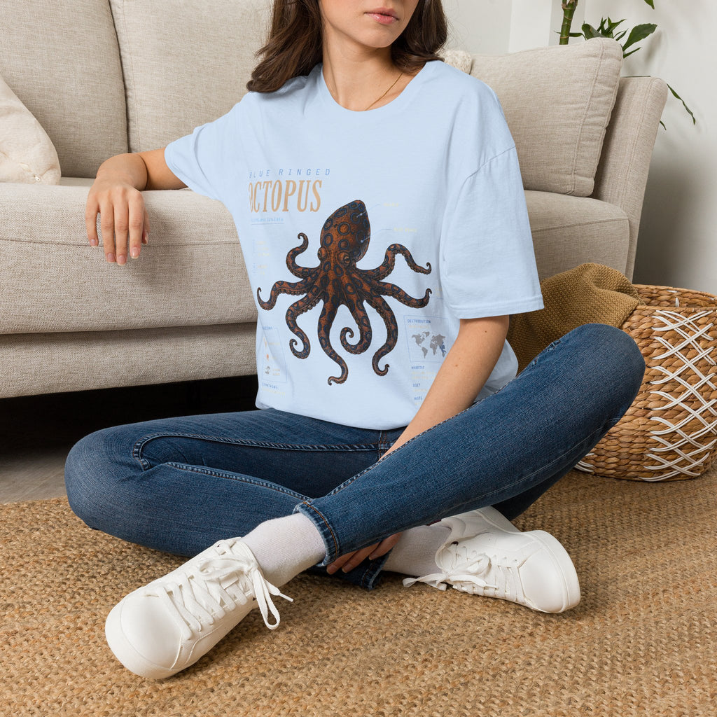 Octopus Anatomy Graphic T-Shirt — Vintage Blue-Ringed Octopus Design