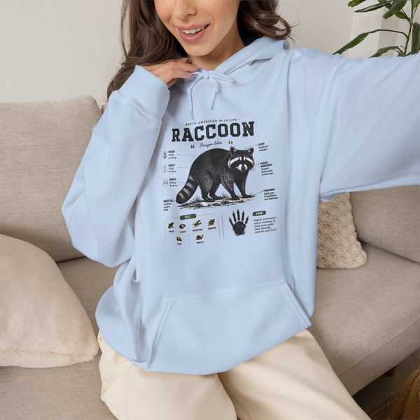 Raccoon Anatomy Hoodie — Vintage Wildlife Illustration Sweatshirt