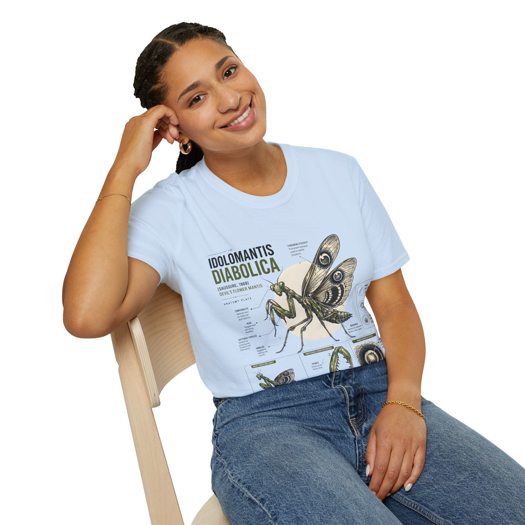 Praying Mantis Botanical Anatomy T-Shirt — Mantis Taxonomy Graphic Tee