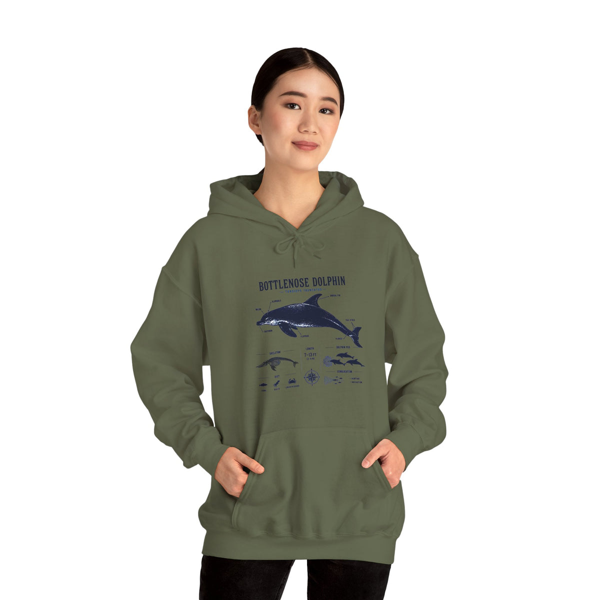 Bottlenose Dolphin Diagram Hoodie – Marine Life Anatomy Sweatshirt