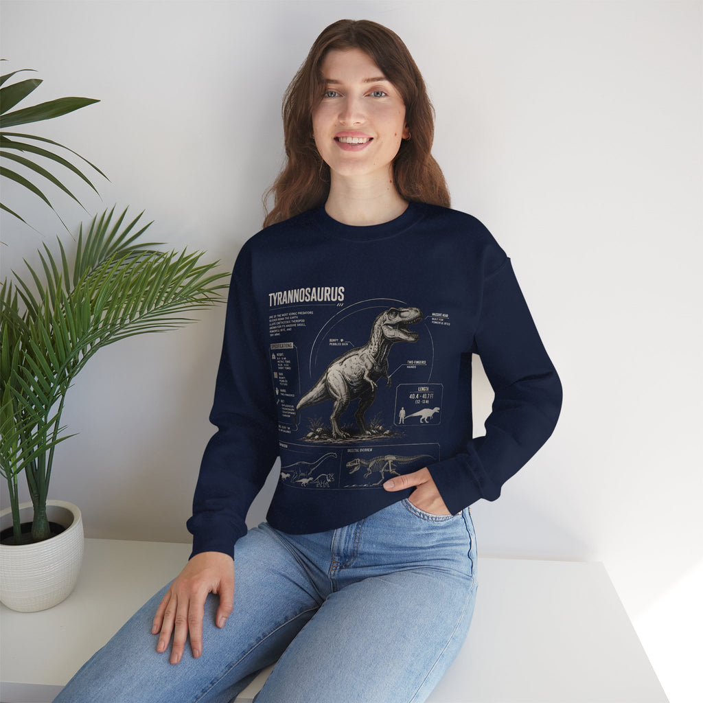 Tyrannosaurus Anatomy Sweatshirt — Vintage Dino Diagram Pullover