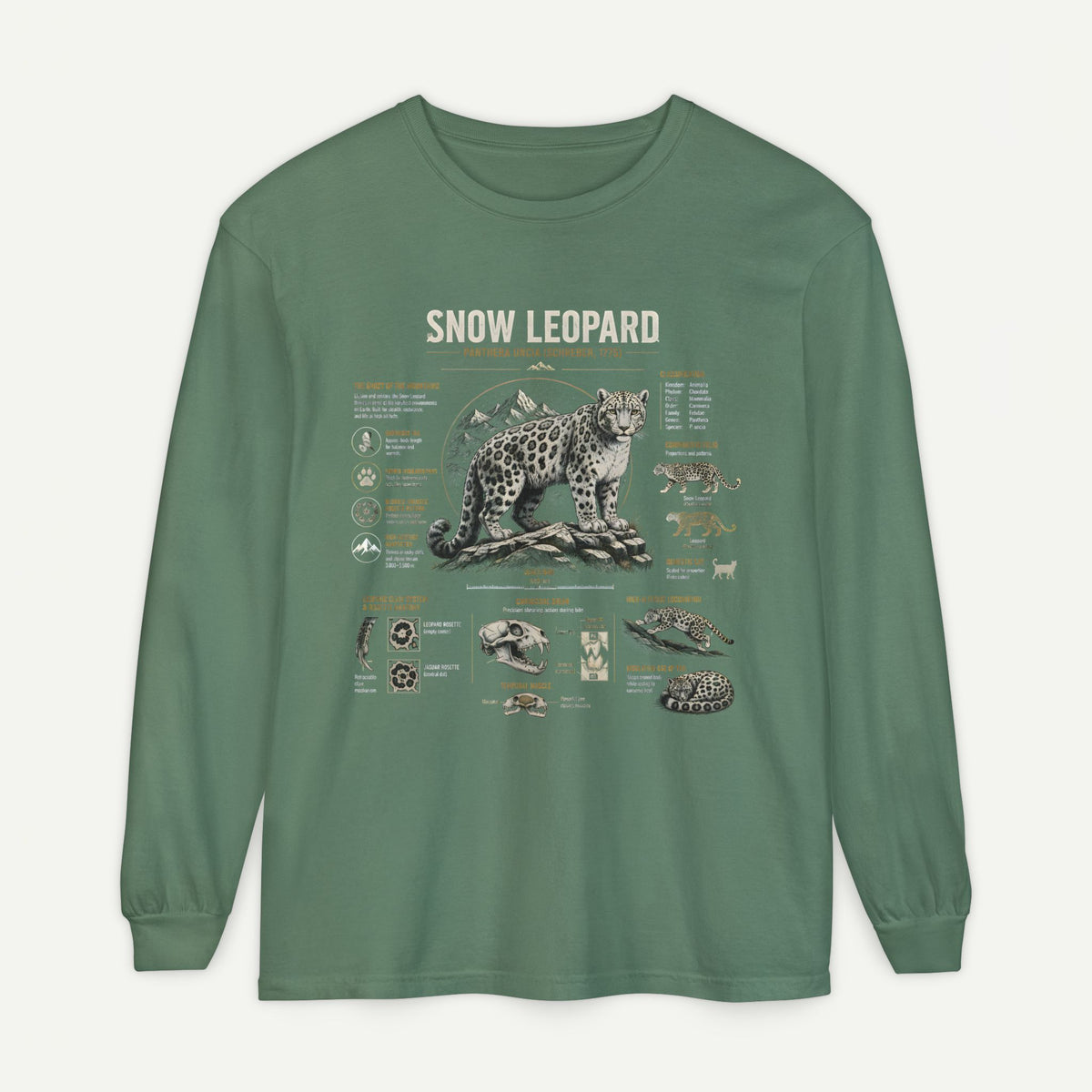 Snow Leopard Wildlife Anatomy Long Sleeve Tee