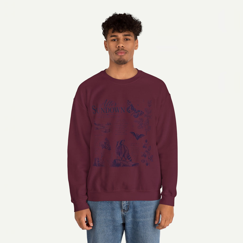 After Sundown Crewneck Sweatshirt — Moonlit Wildlife Graphic Sweatshirt