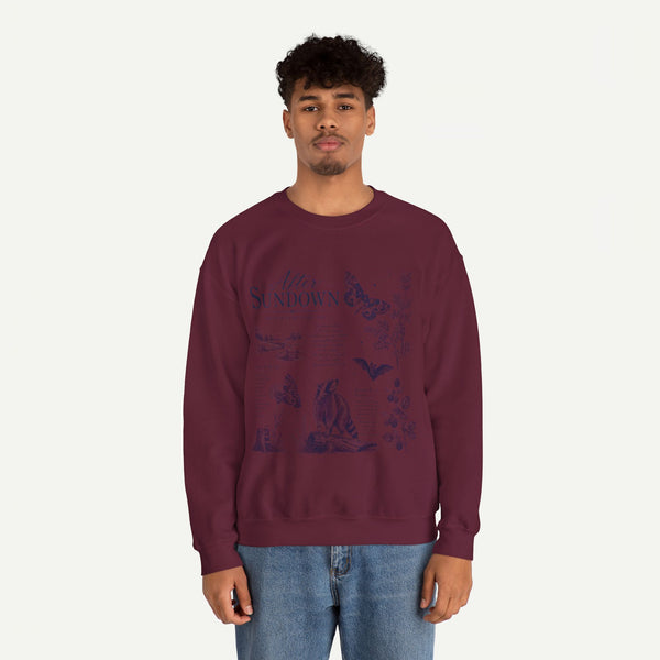 After Sundown Crewneck Sweatshirt — Moonlit Wildlife Graphic Sweatshirt