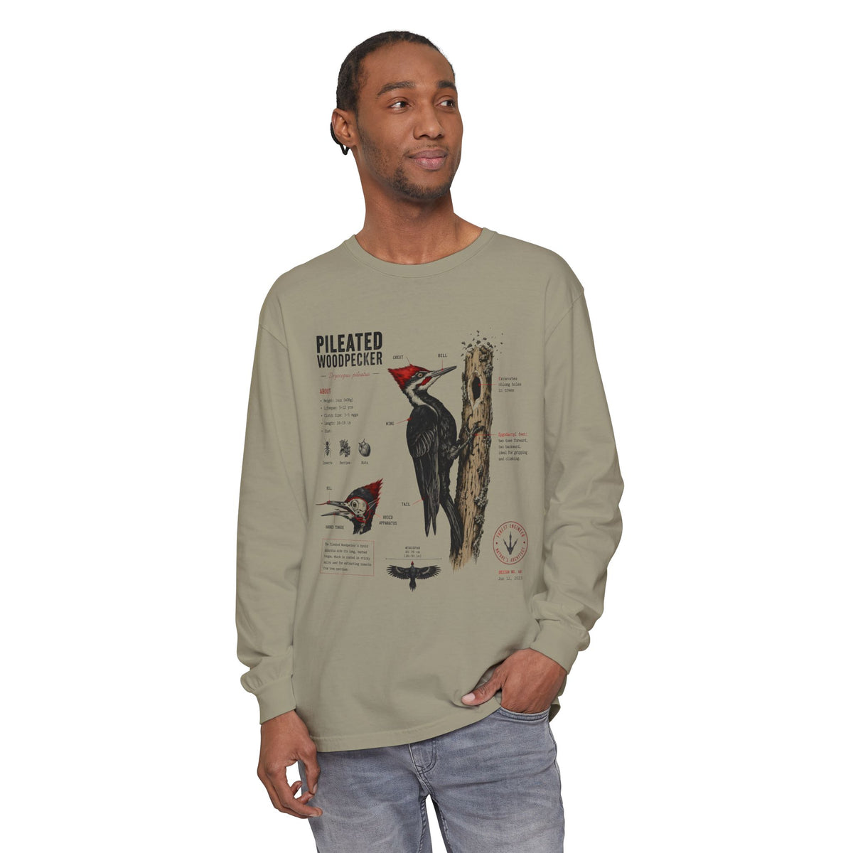 Pileated Woodpecker Anatomy Long Sleeve Tee