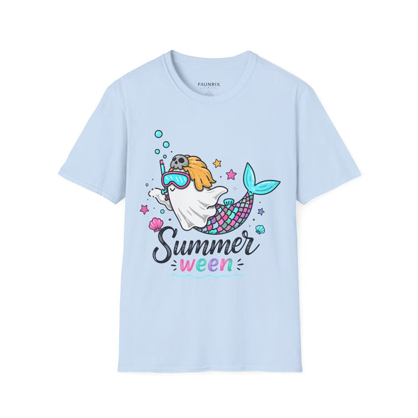 Mermaid Ghost Summerween T-Shirt — Cute Halloween Summer Mashup Tee