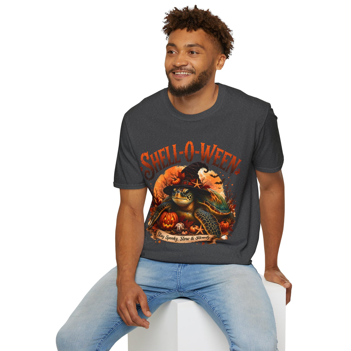Shell-O-Ween T-Shirt — Spooky Pumpkin Witch Halloween Tee