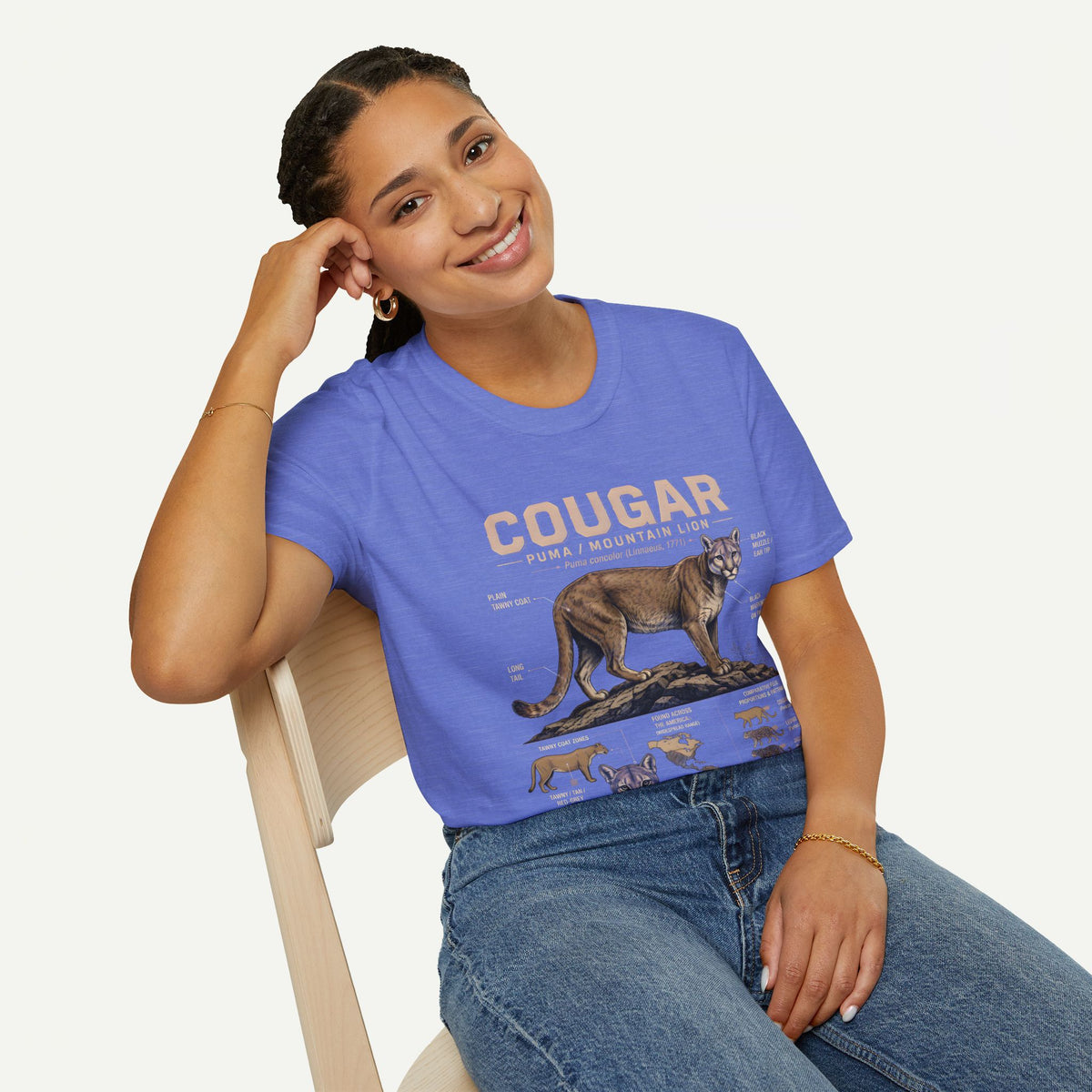 Cougar Puma Mountain Lion Anatomy Graphic T-Shirt