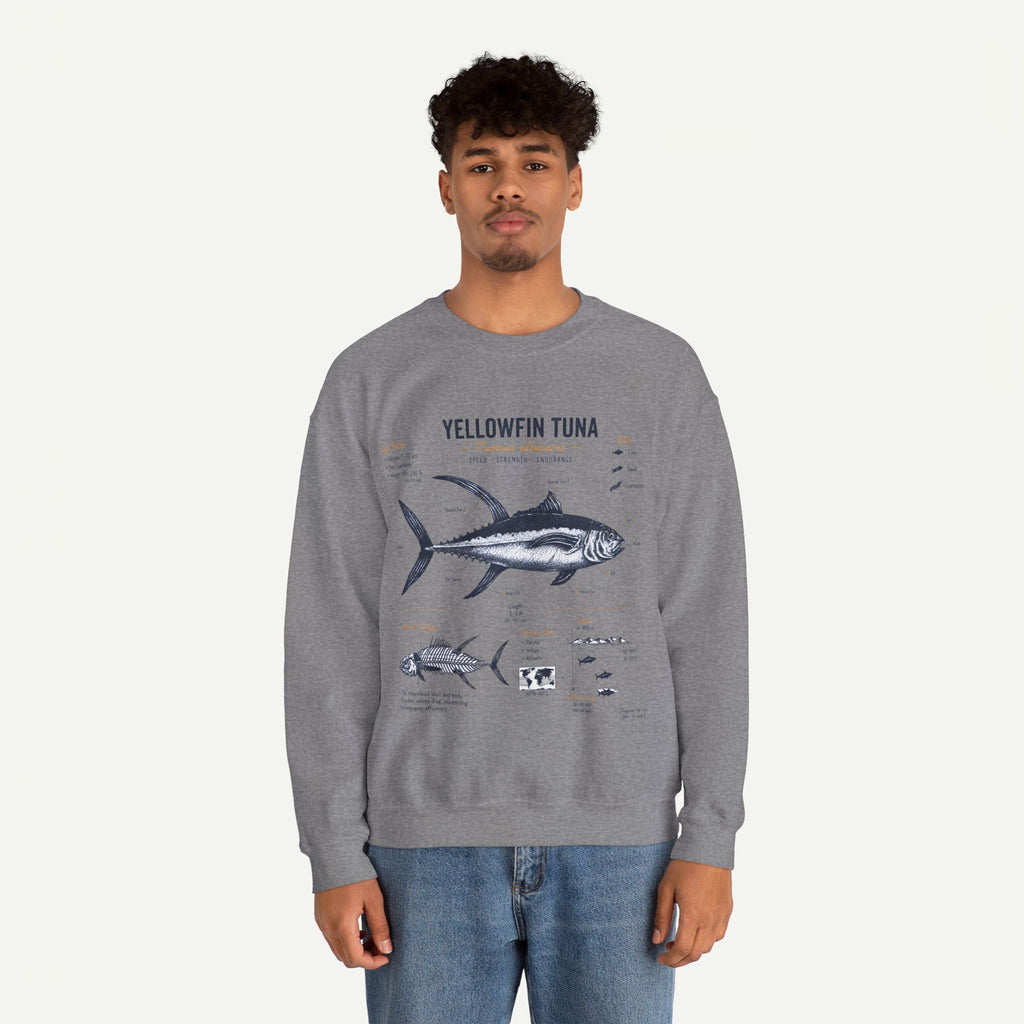 Yellowfin Tuna Anatomy Sweatshirt — Vintage Fish Illustration Crewneck