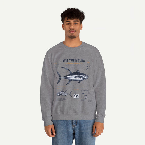 Yellowfin Tuna Anatomy Sweatshirt — Vintage Fish Illustration Crewneck