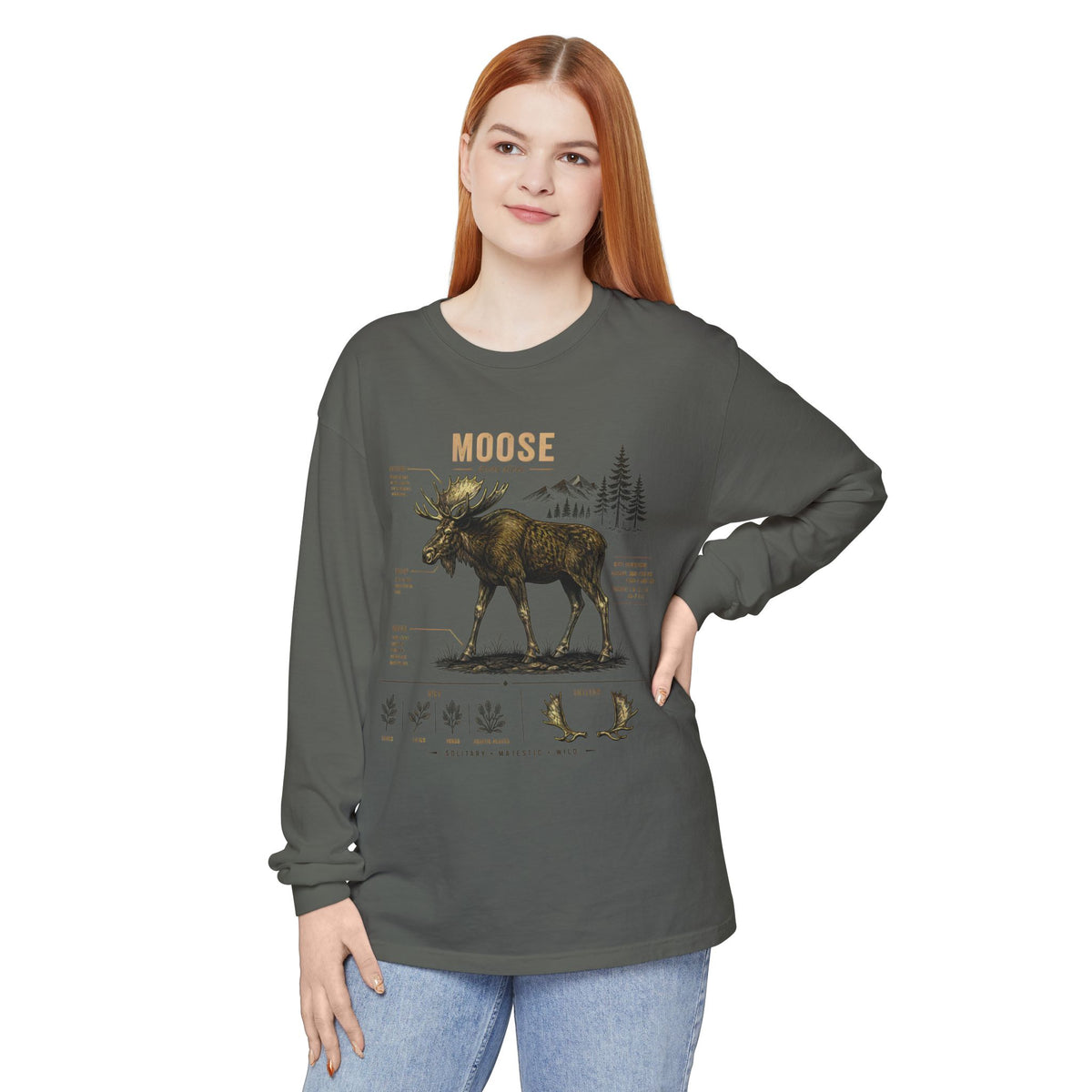 Moose Anatomy Long Sleeve Shirt — Wildlife Nature Tee
