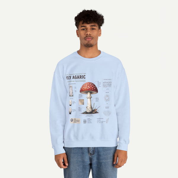 Fly Agaric Mushroom Anatomy Sweatshirt — Botanical Mycology Illustration Crewneck