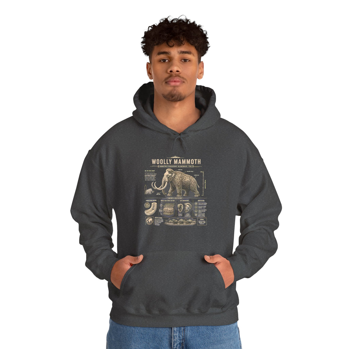 Woolly Mammoth Diagram Hoodie — Vintage Natural History Graphic Sweatshirt