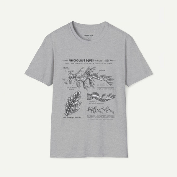 Sea Dragon Anatomy T-Shirt — Phycodurus Eques Botanical Illustration Tee