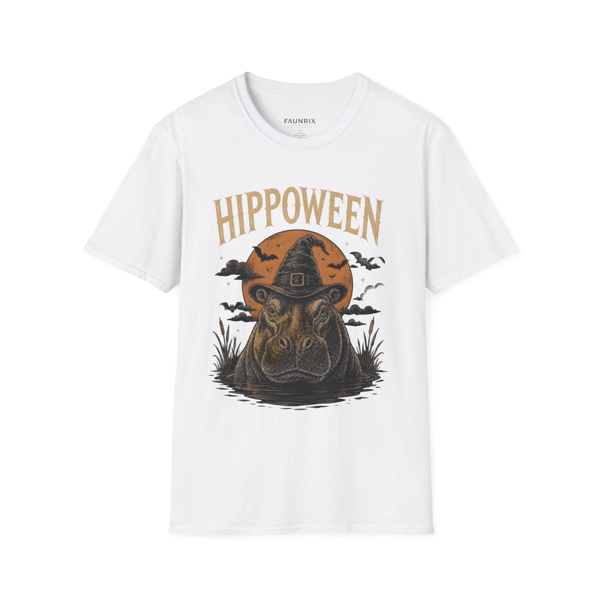 Hippoween Halloween T-Shirt — Hippo in Witch Hat Pumpkin Design Secondary image