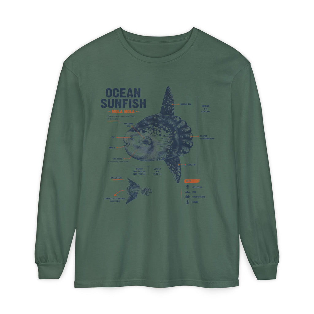 Sunfish Anatomy Long Sleeve Tee — Ocean Sunfish Diagram Shirt