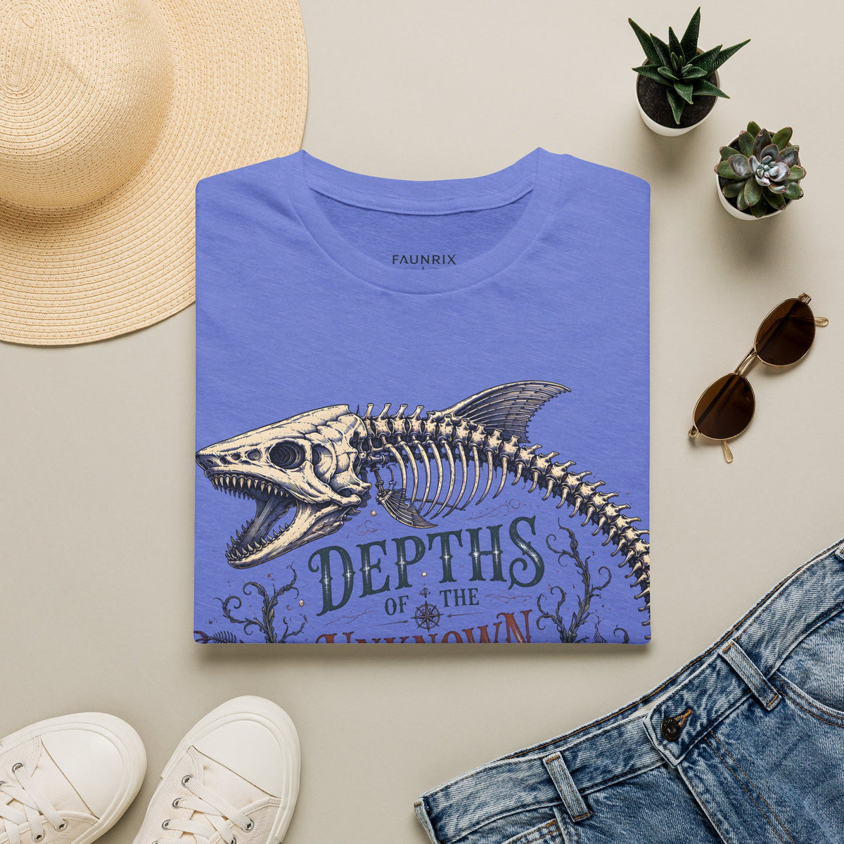 Depths of the Unknown Fish Skeleton T-Shirt
