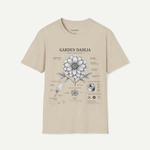 Dahlia Botanical Tee — 'Garden Dahlia' Floral Anatomy T-Shirt